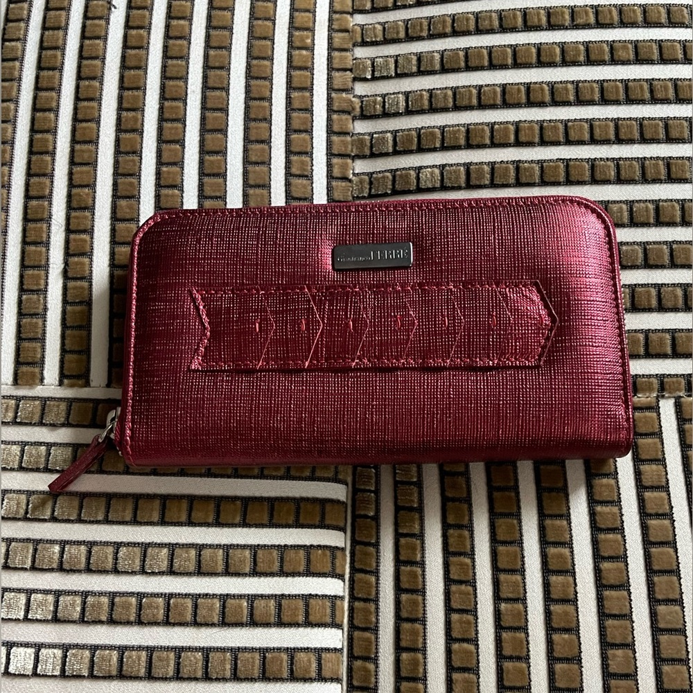 Gianfranco Ferre Metallic Red Leather Wallet - Picture 1 of 9